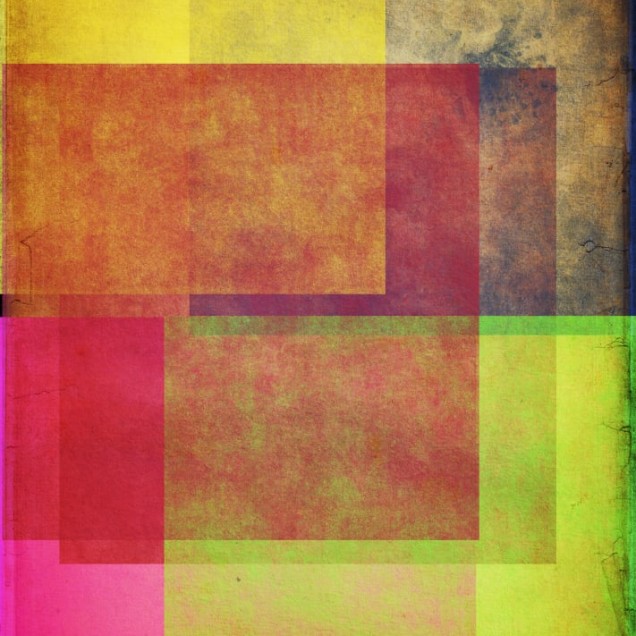 Tapet modern cu un design abstract format din forme geometrice suprapuse și culori calde.