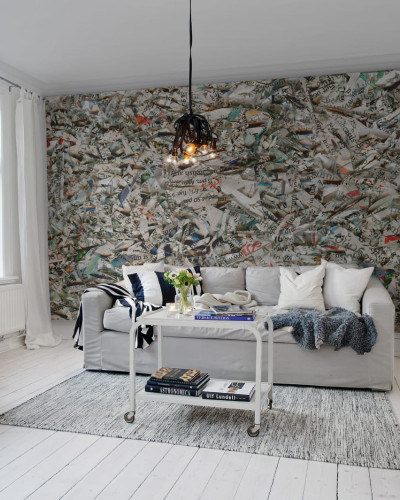 Tapet modern cu design reciclat din hârtie, perfect pentru a crea un aspect contemporan în casa ta.
