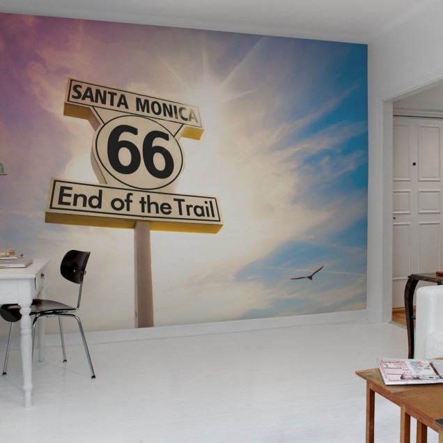Tapet Route 66 cu semn rutier iconic