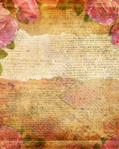 Tapet floral vintage cu trandafiri pe un fundal de hârtie veche