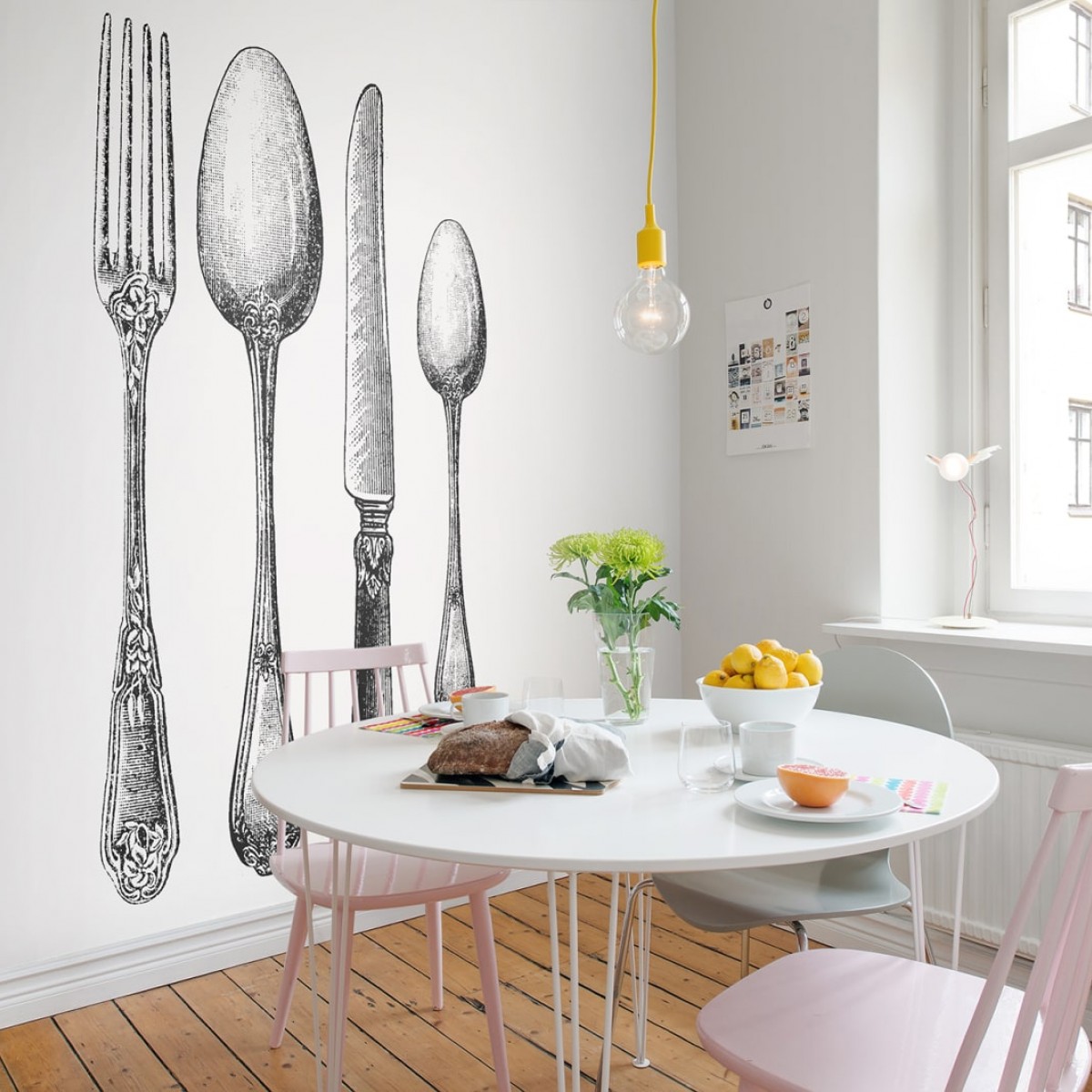 Fototapet Cutlery, personalizat, Rebel Walls, Fototapet bucătărie 