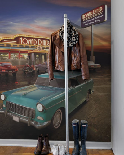 Nomad Diner wallpaper,  design vintage,  restaurant american,  masini clasice americane