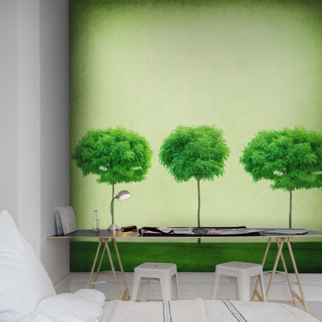 Tapet cu design minimalist si copaci