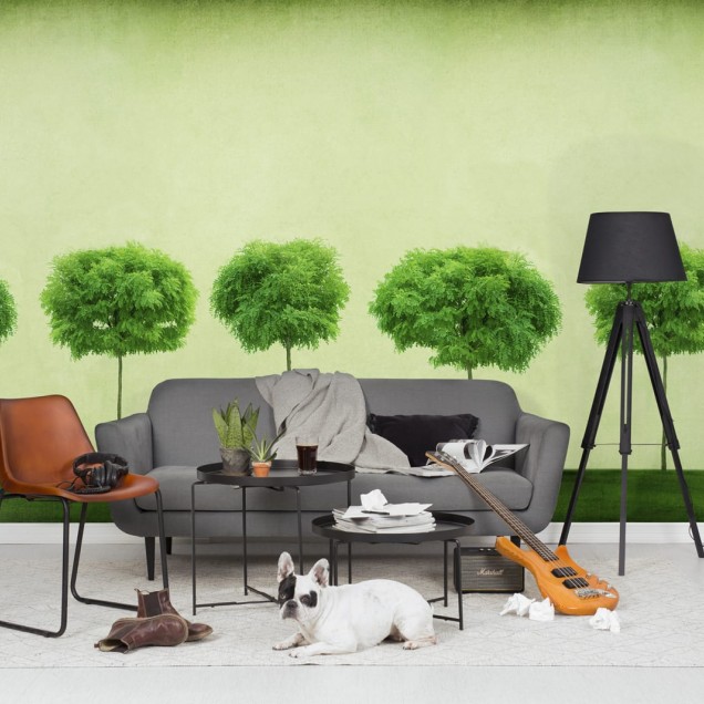 Tapet cu design minimalist si copaci
