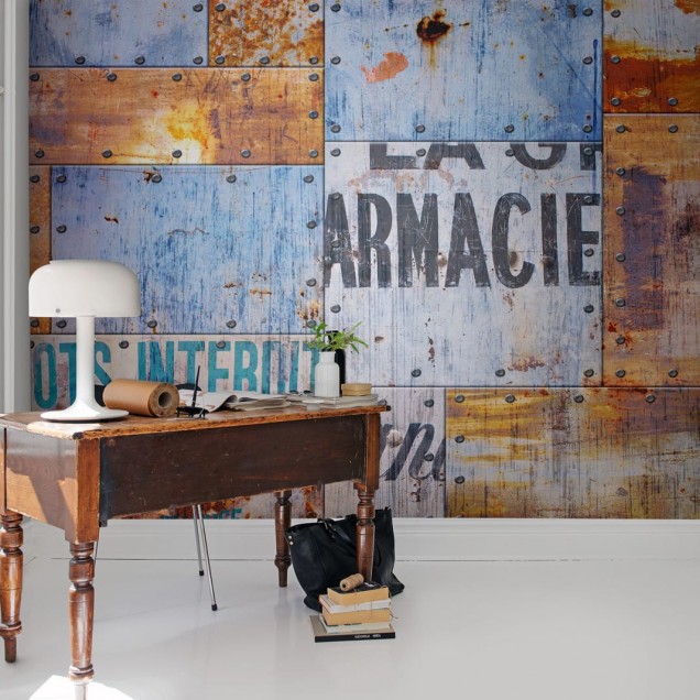 Tapet cu design de plăci de oțel cu aspect industrial