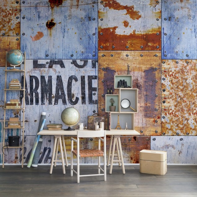 Tapet cu design de plăci de oțel cu aspect industrial