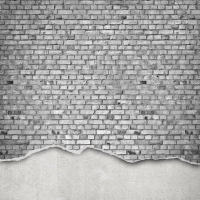 Fototapet Well-Worn Brick Wall, White, personalizat, Rebel Walls, Fototapet living 