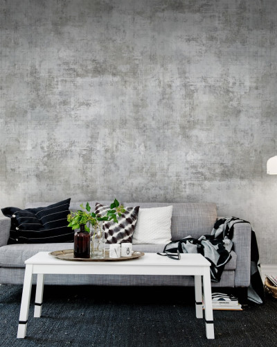 Wallpaper gri cu aspect de beton brut, pentru o atmosfera industrială modernă.