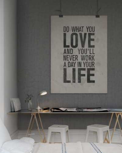 Poster Concrete tapet cu textul Do what you love and you'll never work a day in your life.