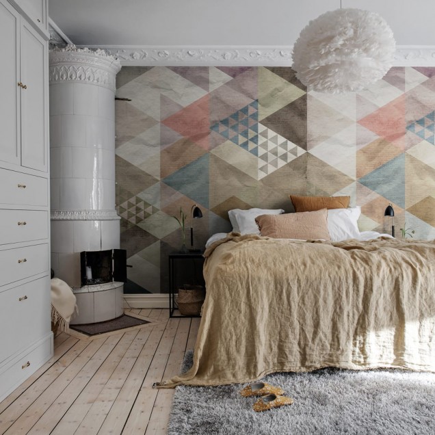 Tapet geometric modern cu nuanțe neutre