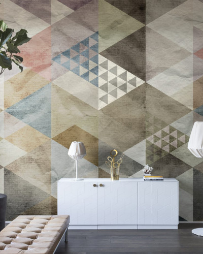 Tapet geometric modern cu nuanțe neutre