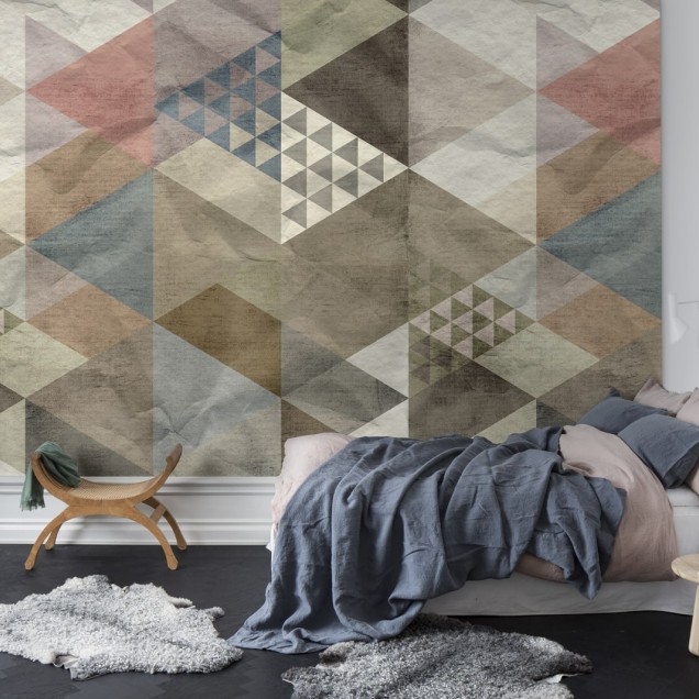 Tapet geometric modern cu nuanțe neutre
