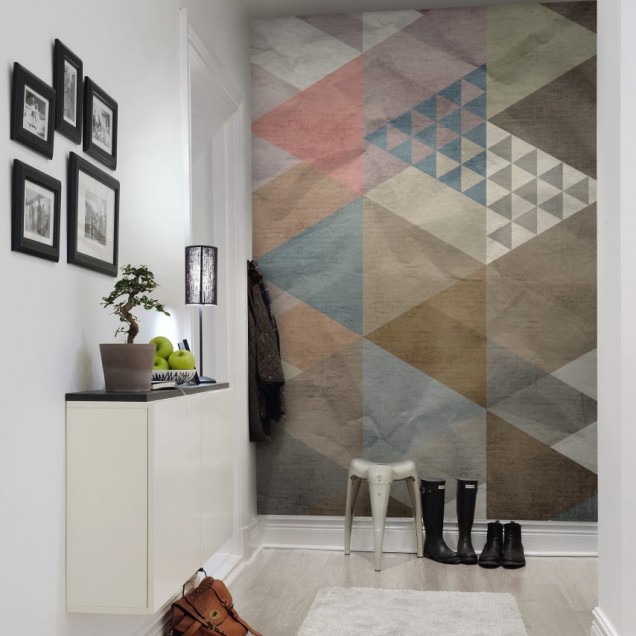 Tapet geometric modern cu nuanțe neutre