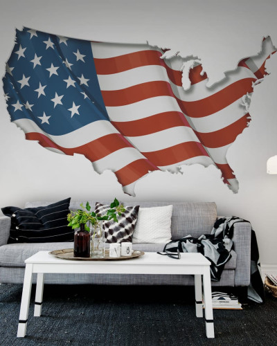 Tapet Old Glory - Steagul american în formă de hartă a SUA