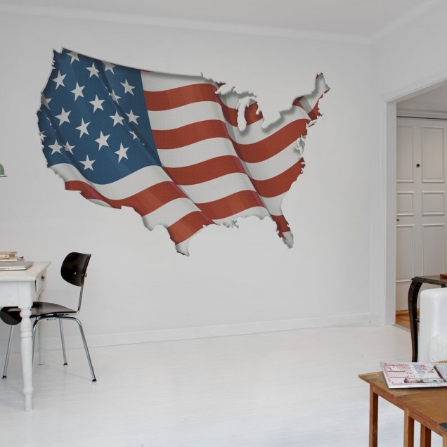 Tapet Old Glory - Steagul american în formă de hartă a SUA