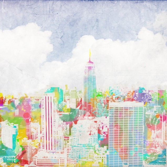 Tapet modern cu design urban vibrant, Happy New York.
