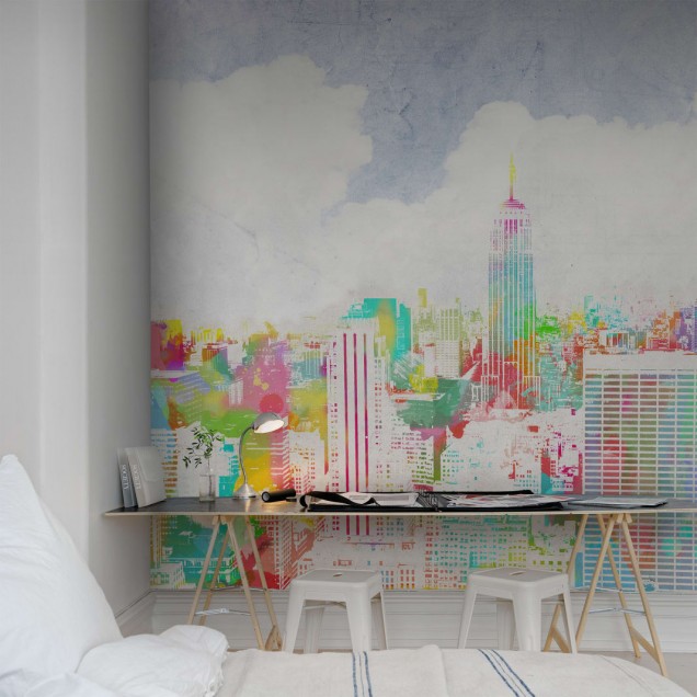 Tapet modern cu design urban vibrant, Happy New York.