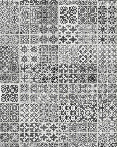 Tapet geometric cu model marocan in negru și alb, perfect pentru un accent contemporan in living, dormitor sau birou.