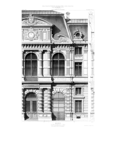 Tapet cu design clasic ce prezintă o clădire cu arhitectură bogată în negru și alb.