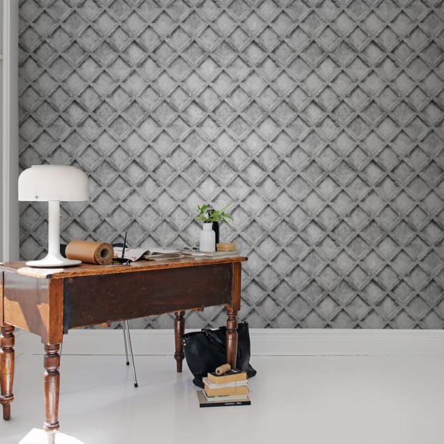 Tapet cu model de beton gri, cu design geometric subtil si efect 3D. Perfect pentru hol, dormitor sau sufragerie.