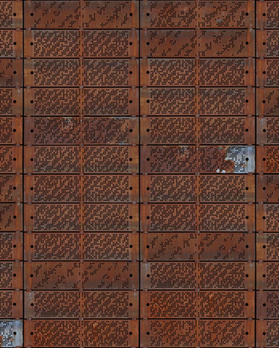 Wallpaper Punch Cards, cu design industrial modern, inspirat de cartonasele perforate, cu textură metalică.
