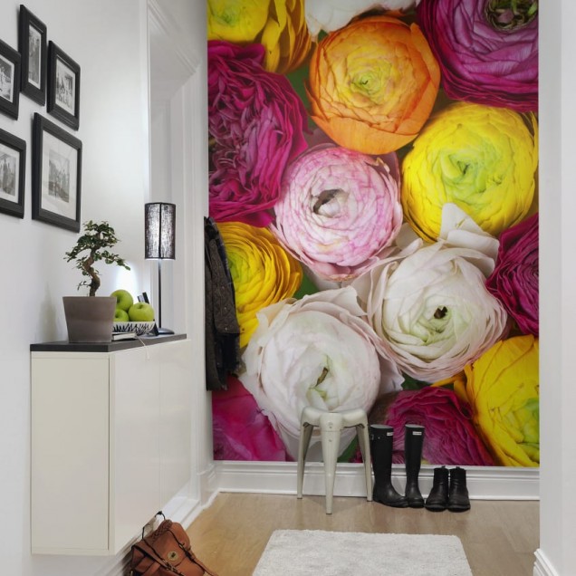Tapet 3D cu flori Ranunculus