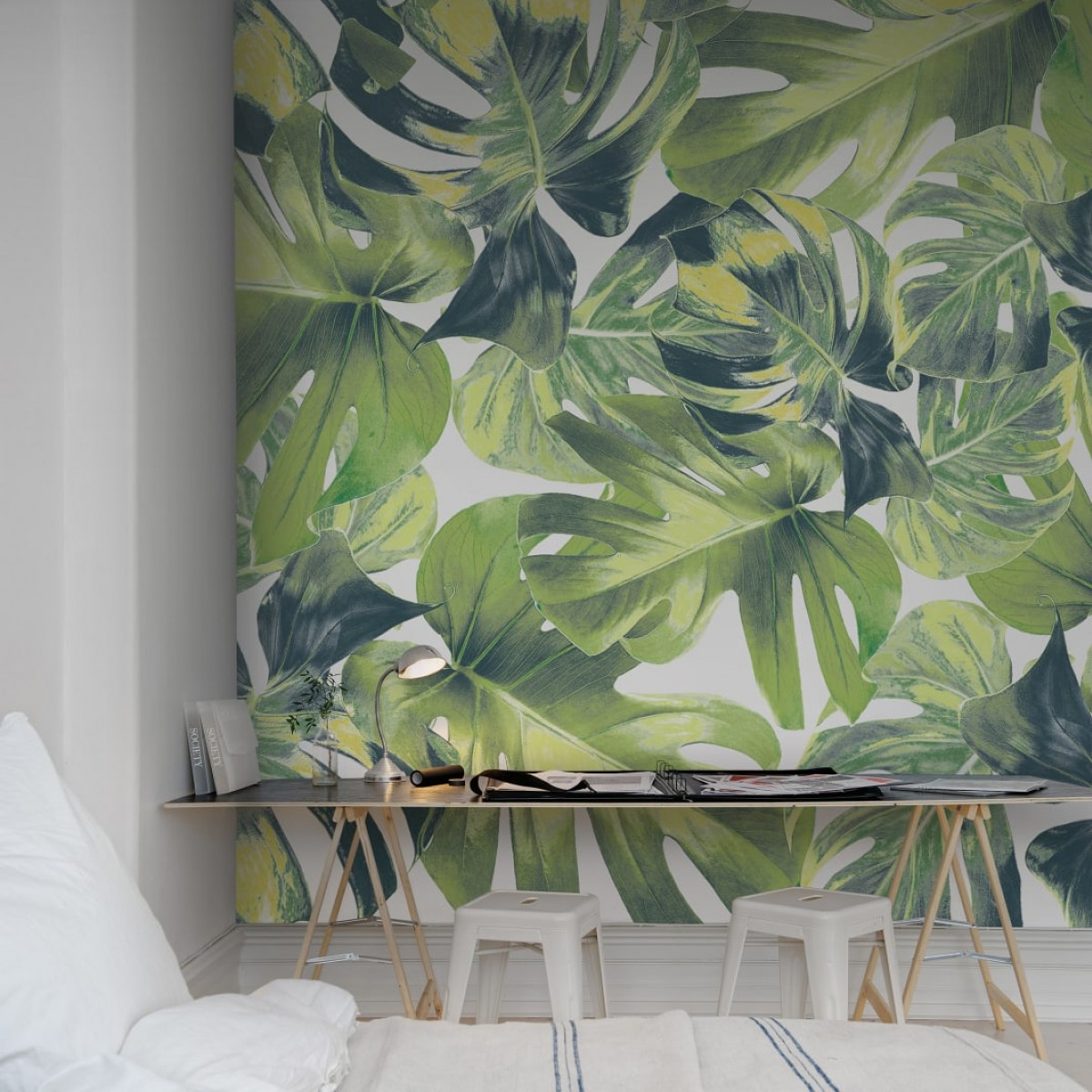 Fototapet Rebel Walls RBW-R13041. Conține culorile: Verde, Verde Pastel, Gri, Gri Fier, Gri, Gri Ciment, Alb, Alb Trafic, Gri, Gri Argintiu