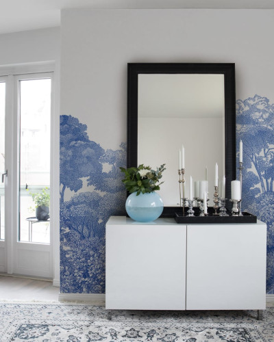 Tapet modern cu design floral - Porcelain Toile