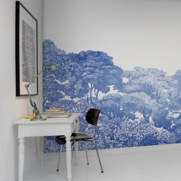 Tapet modern cu design floral - Porcelain Toile