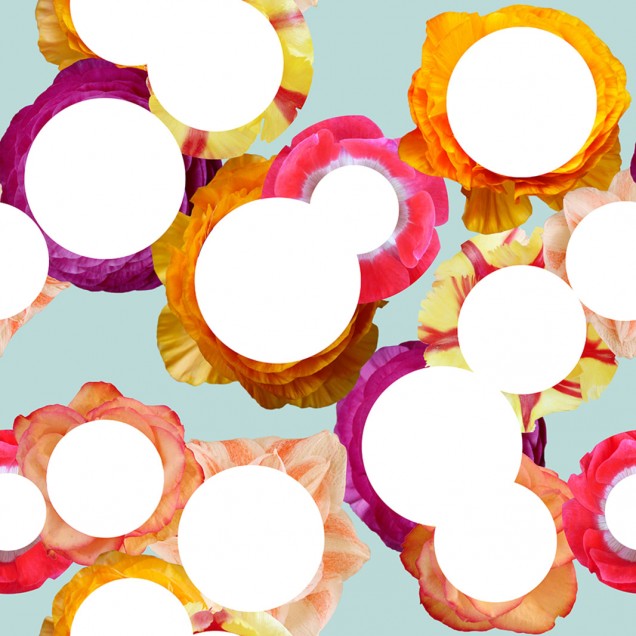Wallpaper cu flori si cercuri albe