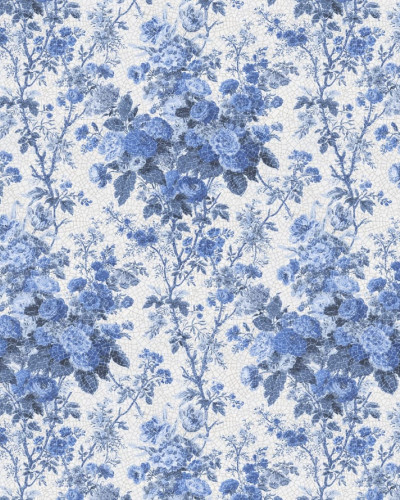 Tapet floral Porcelain Blue cu design inspirat din porțelanul tradițional.