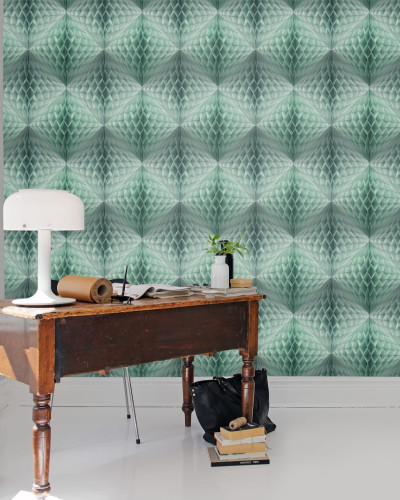 Tapet 3D Pom Pom Mint cu model geometric modern în nuanțe de verde mentă