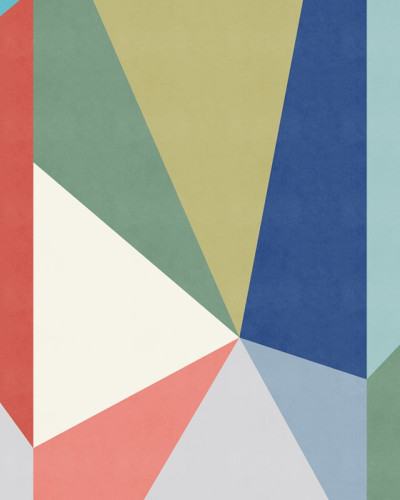 Tapet geometric abstract cu forme triunghiulare in culori deschise si luminoase