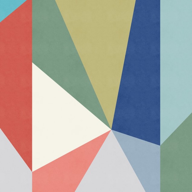 Tapet geometric abstract cu forme triunghiulare in culori deschise si luminoase