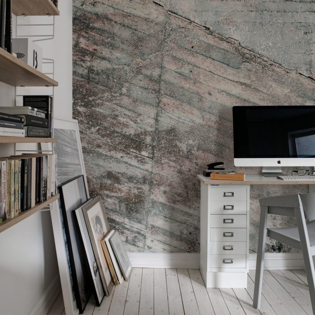 Tapet 3D cu design modern, imitând pereții din beton vintage.