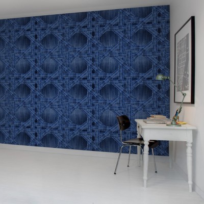 Tapet cu aspect de denim, cu un model subtil de impletituri