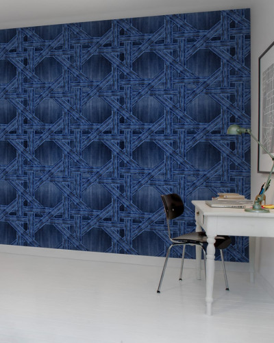 Tapet cu aspect de denim, cu un model subtil de impletituri
