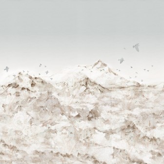 Foto tapet 3D Paper Mountains, Sepia, Rebel Walls