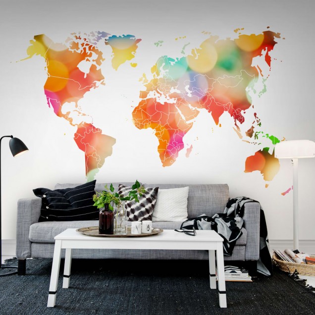Your Own World Confetti, o hartă a lumii plină de culoare, ideală pentru a adăuga un strop de veselie în orice cameră.