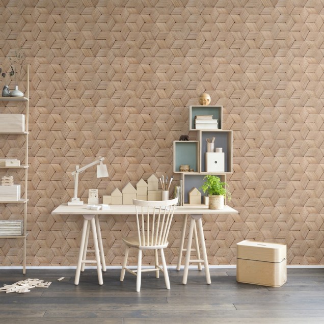 Tapet cu design 3D de scoarță de mesteacăn împletită, cu aspect texturat și natural.