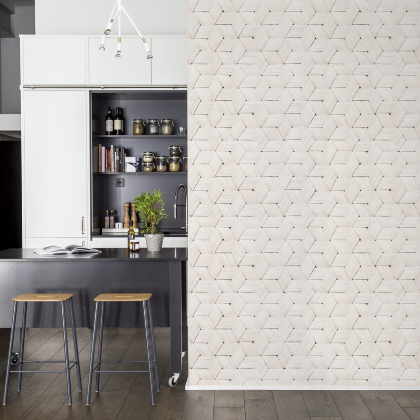 Tapet cu design 3D de scoarță de mesteacăn împletită, cu aspect texturat și natural.