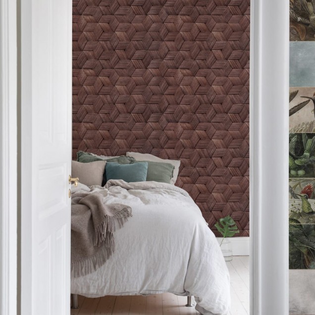 Tapet 3D cu textura de bambus împletit,  ideal pentru o atmosfera tropicală în casa ta.