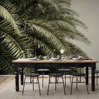 Tapet 3D cu frunze de palmier, decorare perete pentru un design tropical elegant