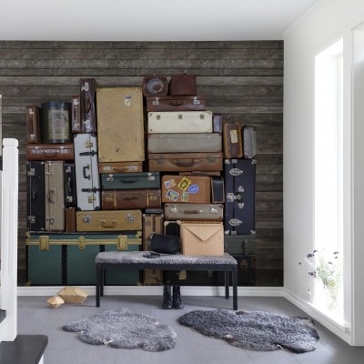 Foto tapet 3D Stacked Suitcases, Heap, personalizat, repetitiv, Rebel Walls, Fototapet living 