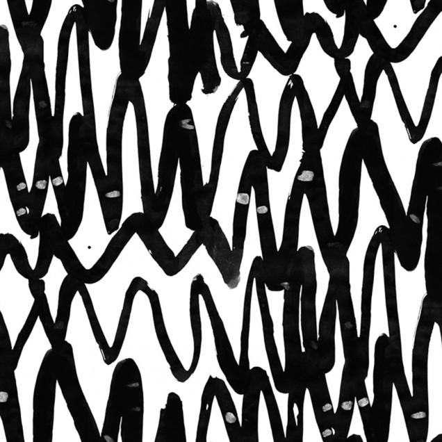Tapet cu design abstract cu linii negre groase pe fundal alb