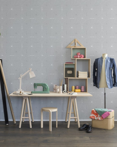 Tapet Perfect Fit Gri Soft, Repetitiv cu design geometric subtil