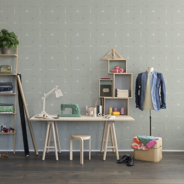 Perfect Fit, Verde Mint, Repetitiv, tapet cu un design geometric minimalist