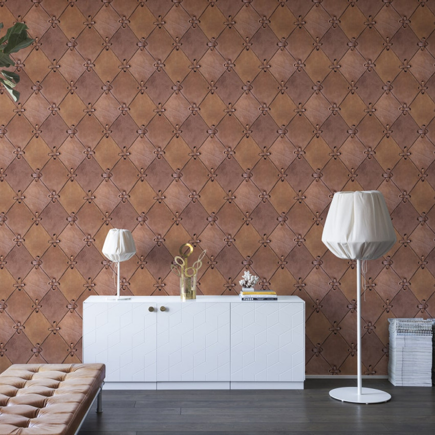 Tapet 3D Leather Rhombs - Vintage