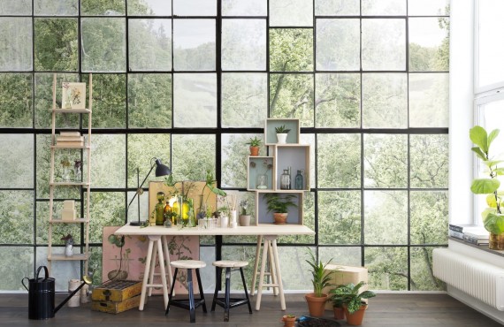 Foto tapet 3D Factory Window, personalizat, Rebel Walls