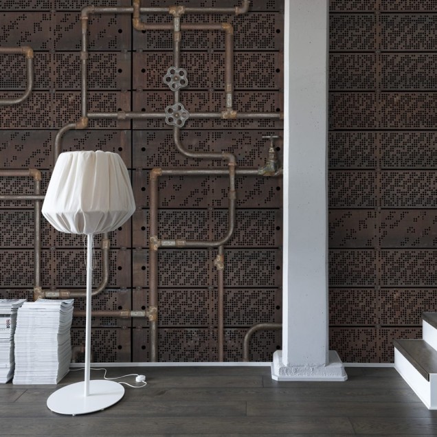 Time on Iron tapet cu textura metalica